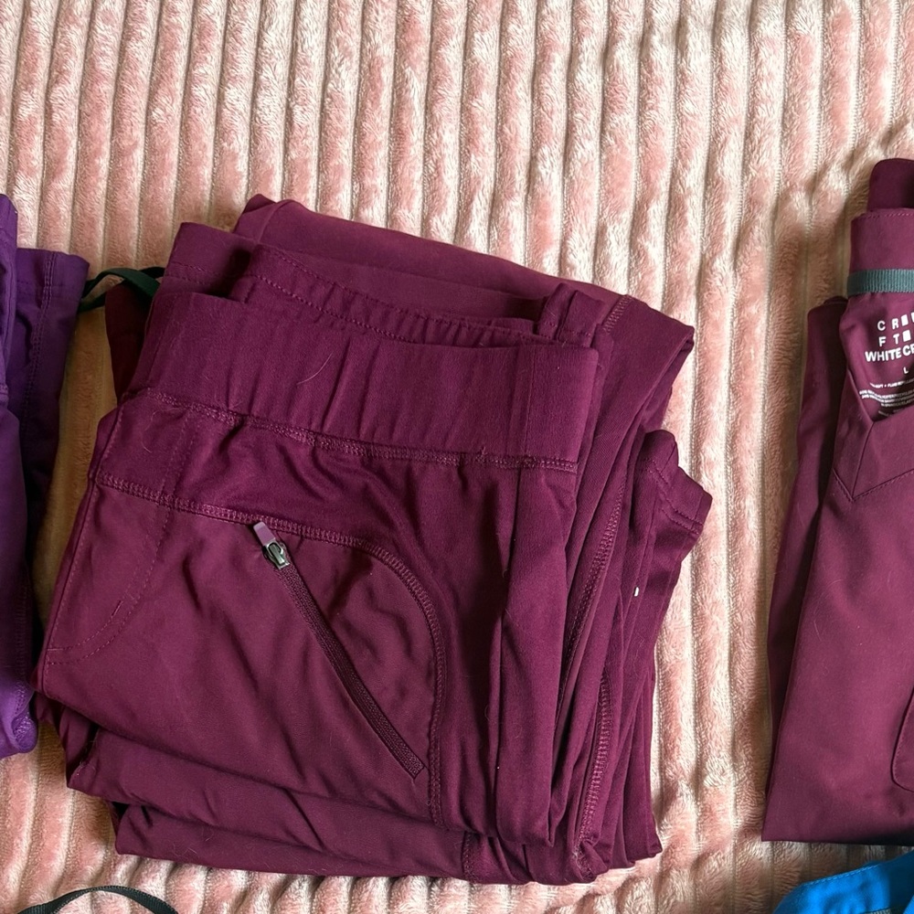 White Cross Burgundy Scrub Bottoms Large